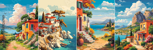 vector illustration of greek landscape