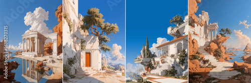 vector illustration of greek landscape