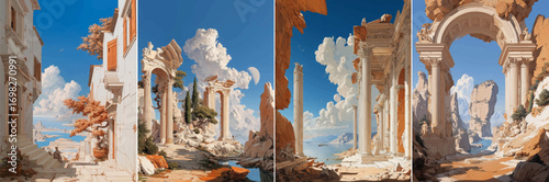 vector illustration of greek landscape