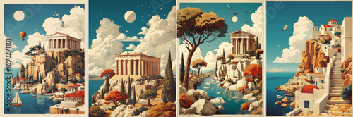 vector illustration of greek landscape