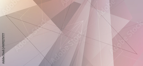 Subtle geometric patterns overlay a soft gradient of peach and pale rose hues, creating a modern and elegant background with intersecting lines and translucent polygonal shapes