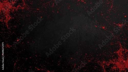 Dark Red Splatter on Black Background Texture