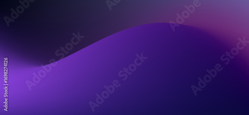 A gradient flow of vivid purple hues gracefully transitions into a soft lavender shade, creating a mesmerizing wave-like form against a dark background, suggesting depth and elegance
