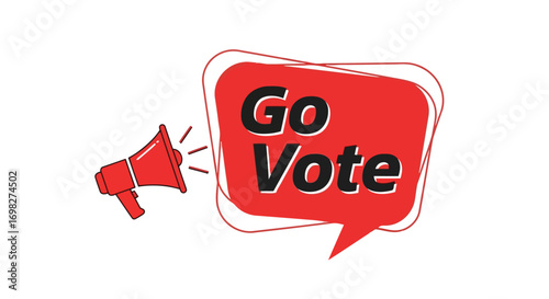 Vector illustration of go vote text with megaphone