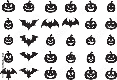 Halloween pattern of pumpkins and bats Keywords: halloween, pumpkin, jack o lantern, bats