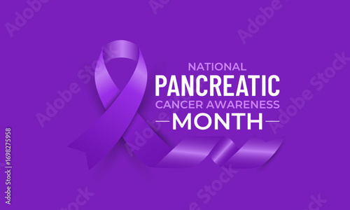 November is Pancreatic Cancer Awareness Month, dedicated to early detection, patient support, and research. Concept for healthcare and medicine. Banner poster, social media, background design. eps 10.