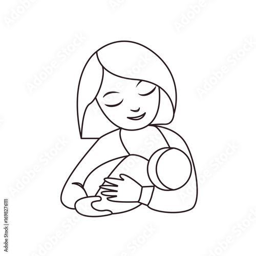 breastfeeding baby mother mom woman parent emoji symbol sign icon vector illustration isolated flat