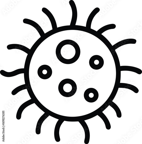 bacteria virus outline icon on transparent background