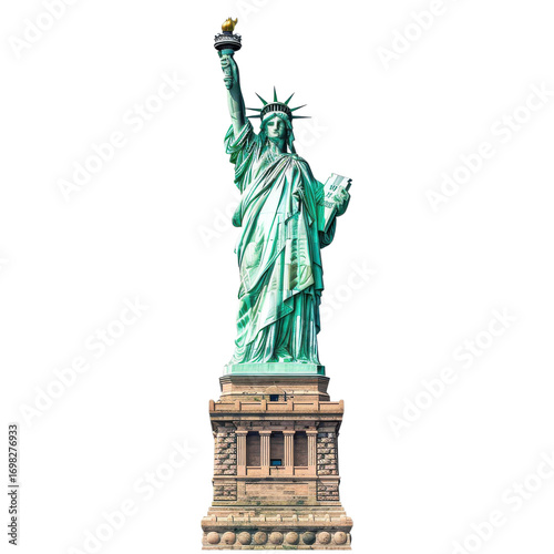 Majestic statue of liberty stands tall against clear blue sky in New York during a sunny afternoon