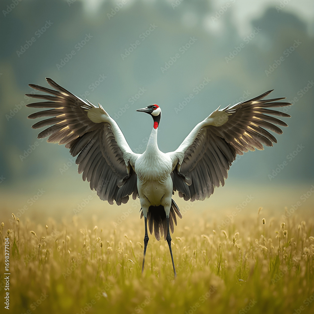 Fototapeta premium grey crowned crane