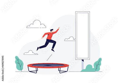 Man jumping on trampoline for fitness and recreation illustrating healthy active lifestyle choices