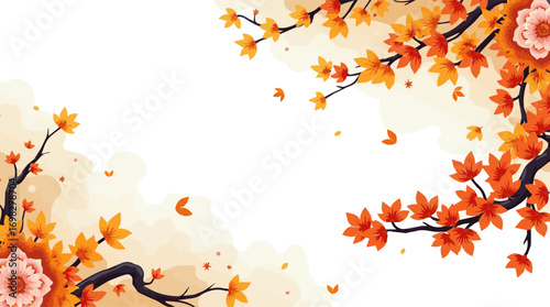 Create a kinds of deferent Autumn Japanese design collection vector art with white background.