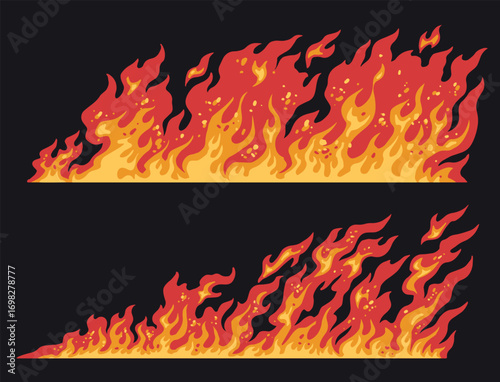 Vibrant flames in a fiery display of colors