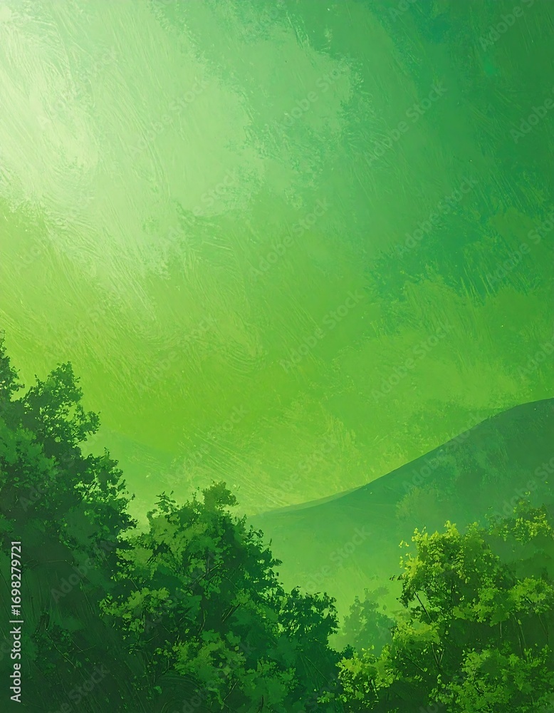 Fototapeta premium Verdant landscape painting