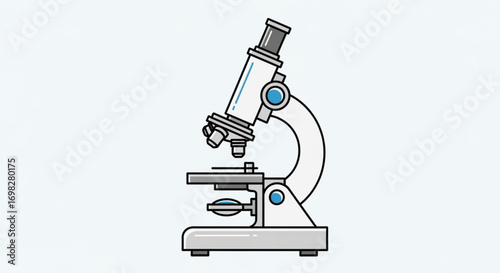 Illustration of a microscope, a scientific instrument used for viewing small objects and structures