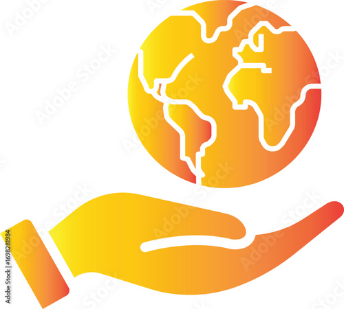 Hand holding globe icon symbolizing world humanitarian care, global relief support and international medical assistance, transparent background
