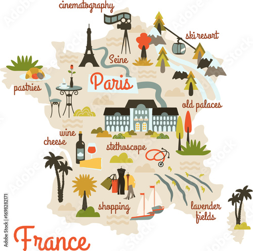 landmark and culture element of Paris vector illustration