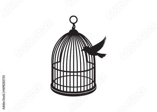 Bird cage silhouette vector illustration isolated on white background design.