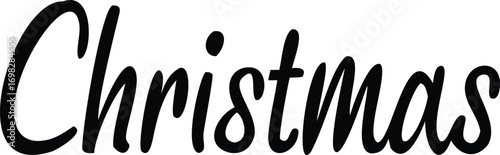 Elegant Christmas Word Art in Black Script A Festive and Decorative Design for Holiday Greetings and Celebrations