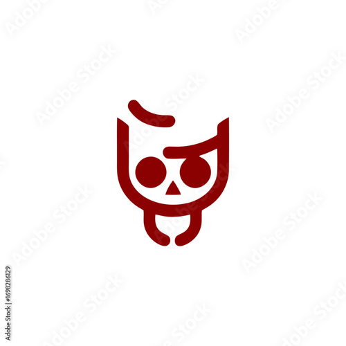 Mischievous Devil Minimalist Line Art Illustration