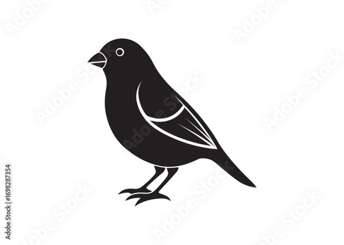 Black silhouette of a canary bird isolated on white background vector illustration.