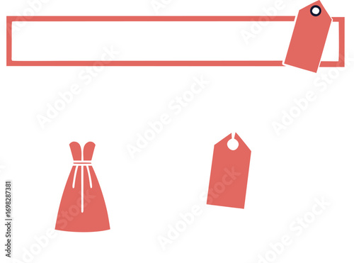Charming Fashion Boutique Advertisement featuring a Dress Icon Price Tags and a Bold Rectangular Frame for Customization and Promotion