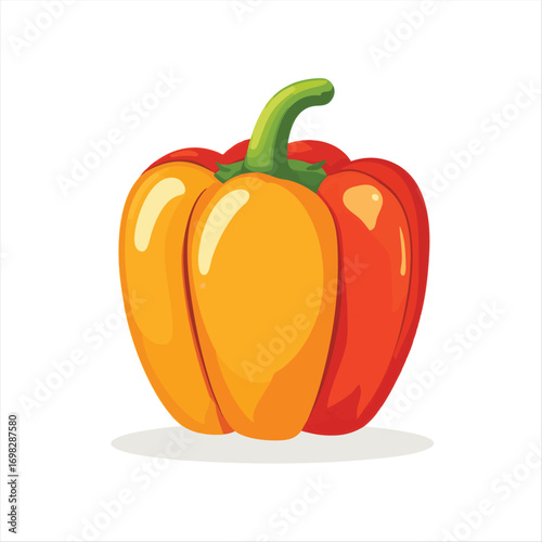Vibrant orange and red bell pepper illustration