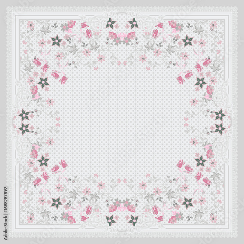 scarf hijab design floral pattern grey