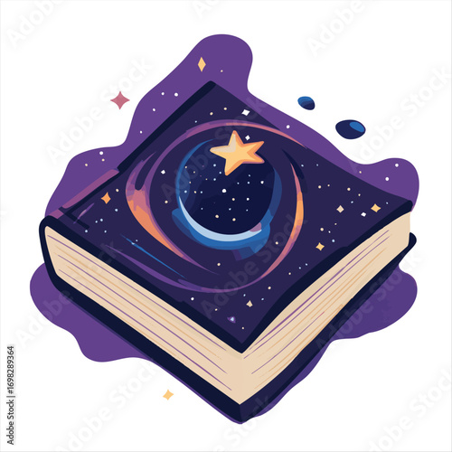 Cosmic book, filled with stardust and celestial imagery.  Pages filled with astral wisdom