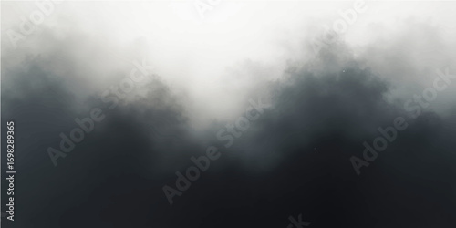 An ethereal abstract cloudscape with dramatic fog and mist enveloping a dark, moonlit forest