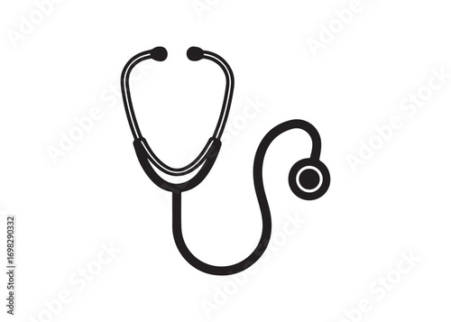 Silhouette of a classic stethoscope diagnostic device for medical professional use vector illustration.