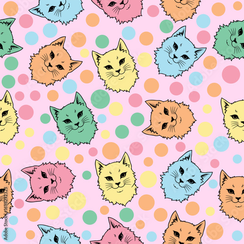Playful cat patterns digital art colorful background fun environment whimsical viewpoint creative concept