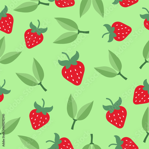 Vibrant strawberry pattern design artistic creation digital art green background aesthetic viewpoint nature inspired