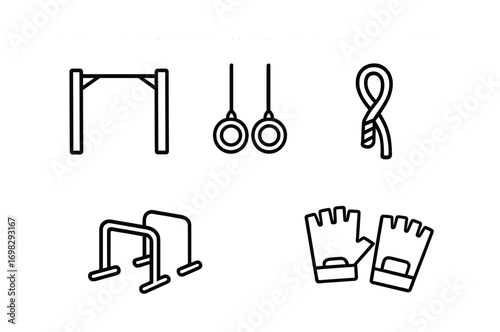 Minimalist icons of gymnastics equipment set