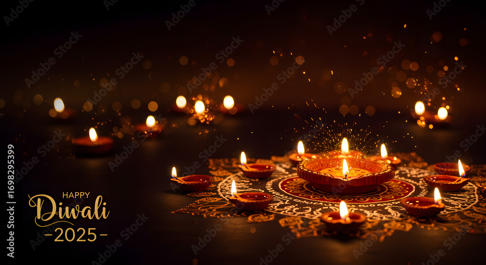 Fototapeta premium Happy Diwali for Office: Corporate Greetings Template