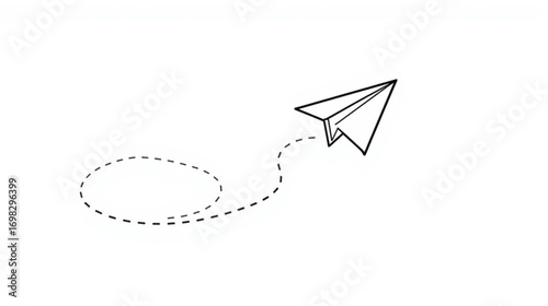Soaring Dreams Minimalist Paper Airplane Illustration on White Background