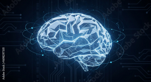 Abstract digital brain with glowing connections, symbolizing artificial intelligence, machine learning, and the future of technology