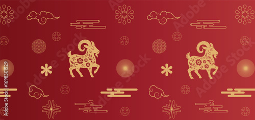 Chinese New Year 2027. Year of the Goat. Vector Illustration