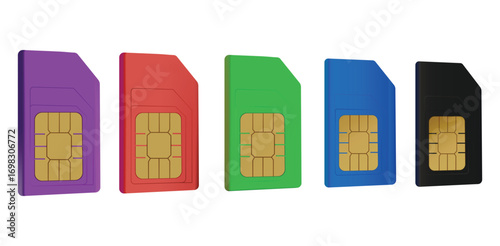 Colorful SIM Cards Isolated Multi Network GSM Telecom Chips Global Connectivity Mobile Phones Telecommunications