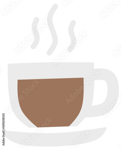 Illustration of Hot Coffee in White Cup