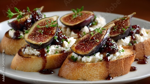 Delicious fig and cheese crostini appetizer recipe for gourmet food blog and catering service menu item idea