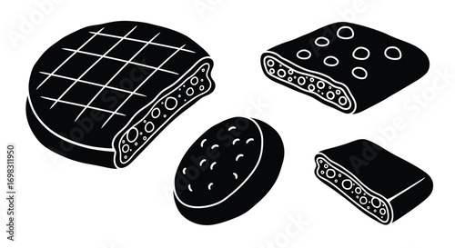 Hand drawn black and white sketch of assorted sweet pastries and desserts vector