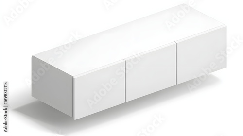 Isometric 3D wall mounted storage cabinet floating design isolated on white