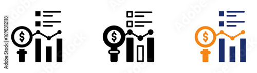 Market Analysis Icon Collection Glyph & Mixed Style 