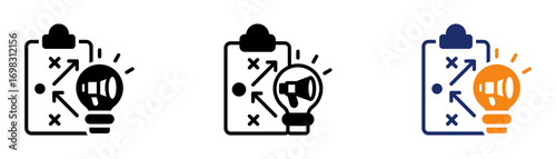 Marketing Plan Icon Collection Glyph & Mixed Style 