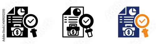 Business Research Icon Collection Glyph & Mixed Style 