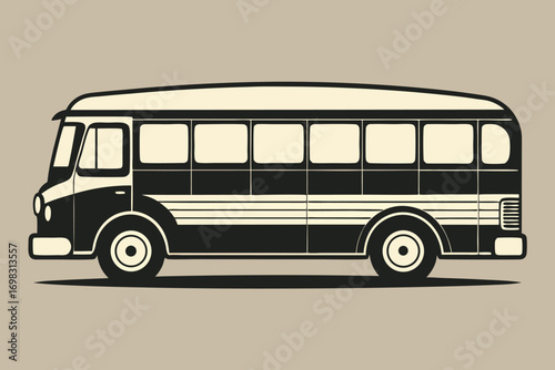 Vintage bus side profile classic transportation retro vehicle design graphic illustration