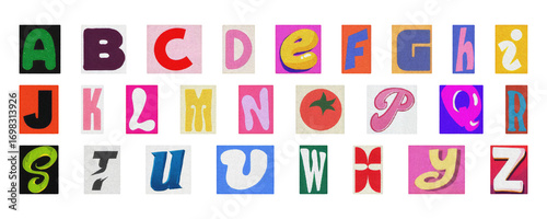 Creative scrapbook alphabet PNG, colorful collage letters isolated