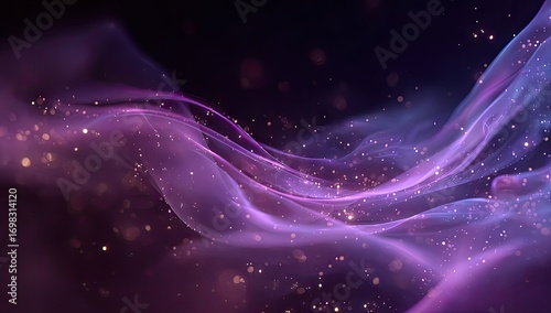 Abstract Cosmic Nebula Swirls with Sparkling Purple Hues.