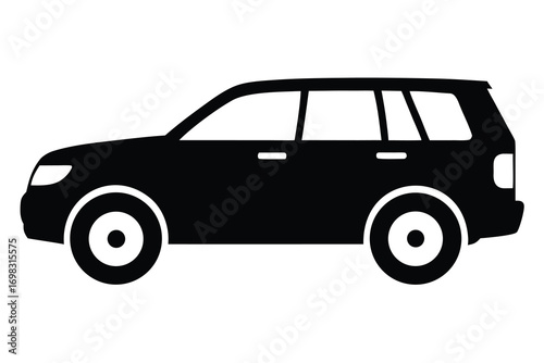 Black silhouette suv side view vehicle transportation icon graphic design element